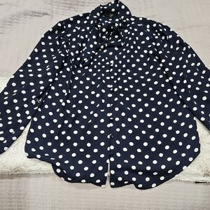 J. Crew Navy Polka Dot Blouse